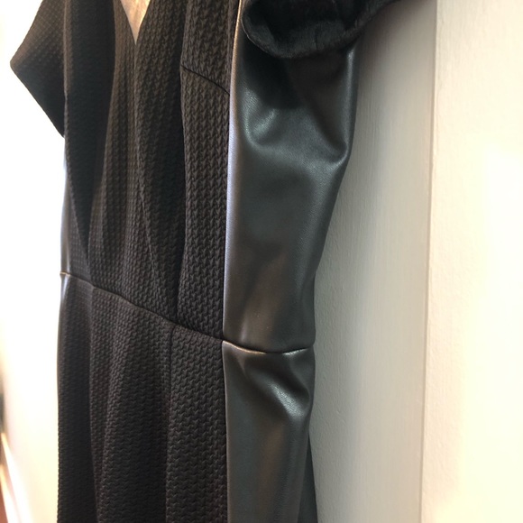 Sexy black dress with vegan leather trims. Size 14US. Perfect for any occasions - Picture 4 of 7